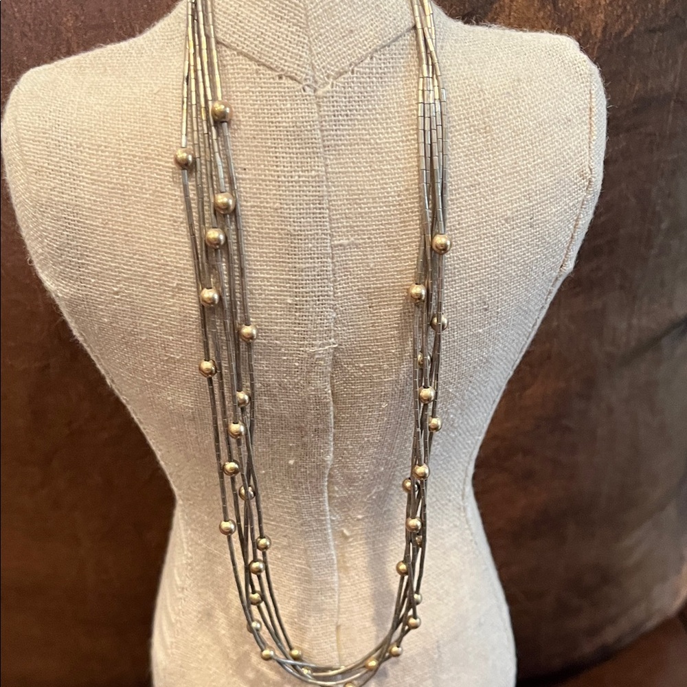 Elegant Silver and Gold Beaded Necklace